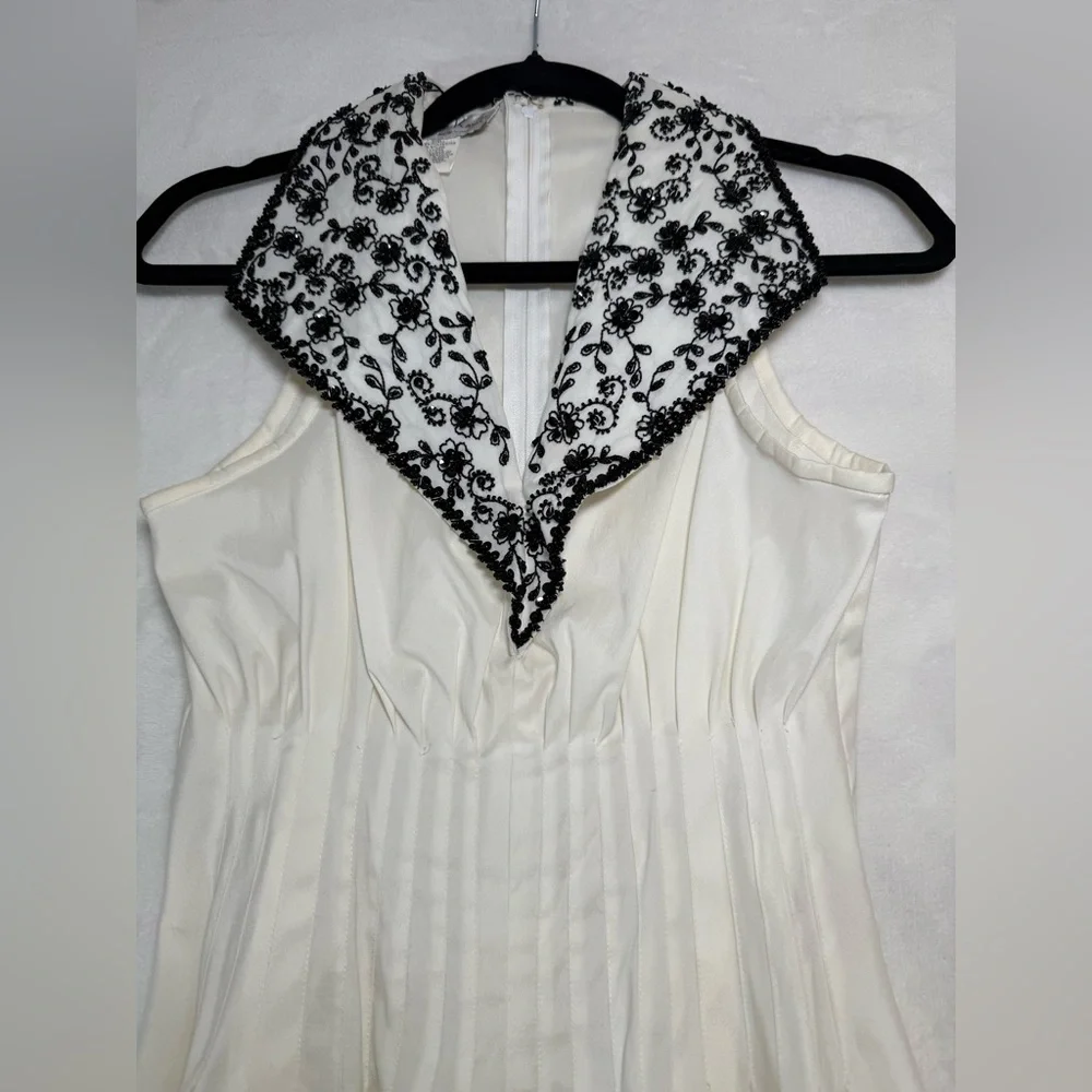Vintage Laurence Kazar White And Black Beaded Top Size Small work wear 80’s 90’s
